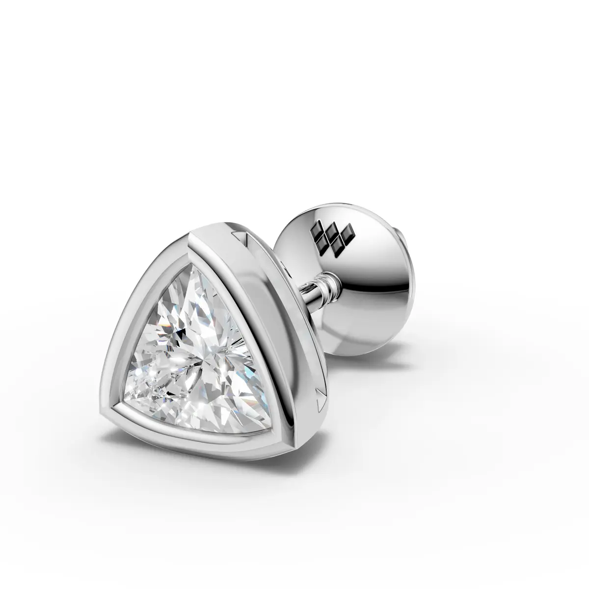 Trillion Cut Diamond Bezel Stud Earring